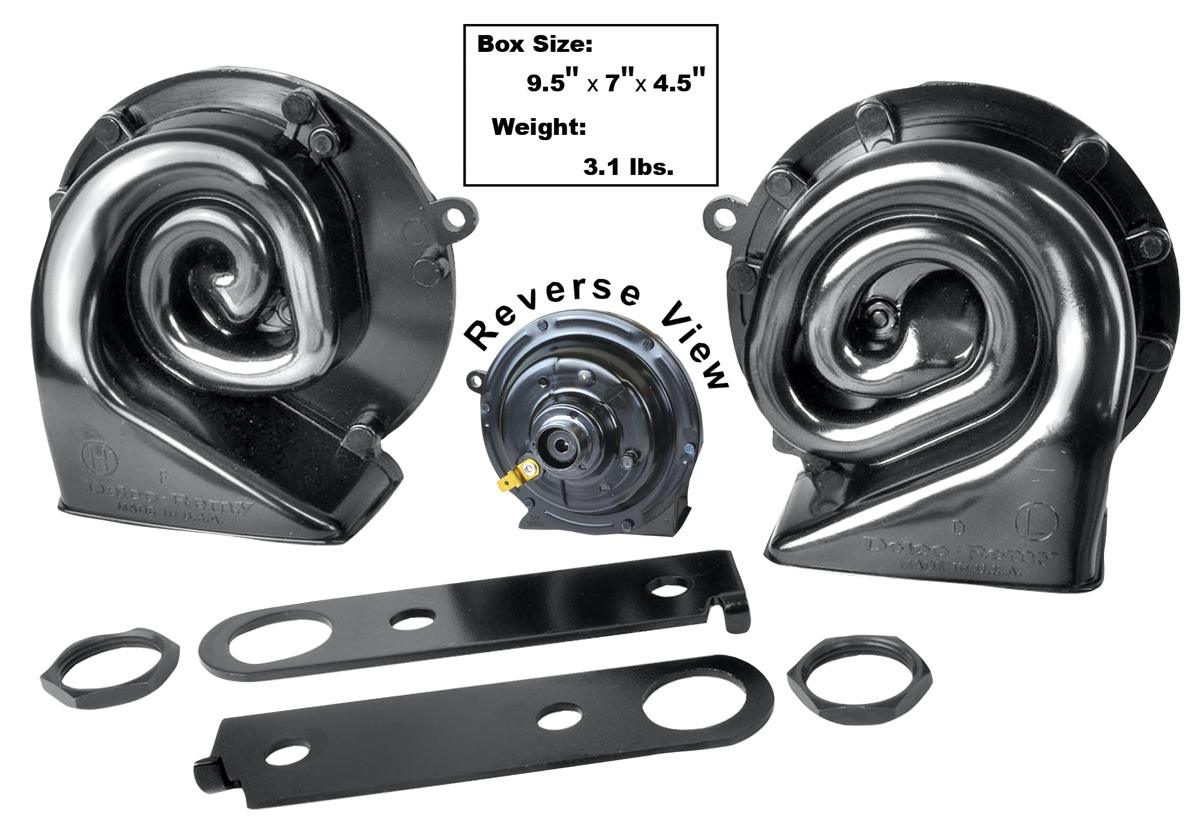 1967-79 Camaro / Chevelle / Chevrolet / Chevrolet Truck / El Camino / Firebird / GTO / Impala / Nova Horn Set with Universal Brackets 6 Pieces