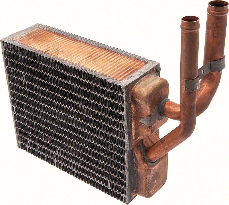 1960-63 Chevrolet, GMC Pickup, Panel, Suburban Heater Core Assembly with Recirculating Heater Copper/Brass Measures 7-1/8" x 6-1/8" x 2-1/2"