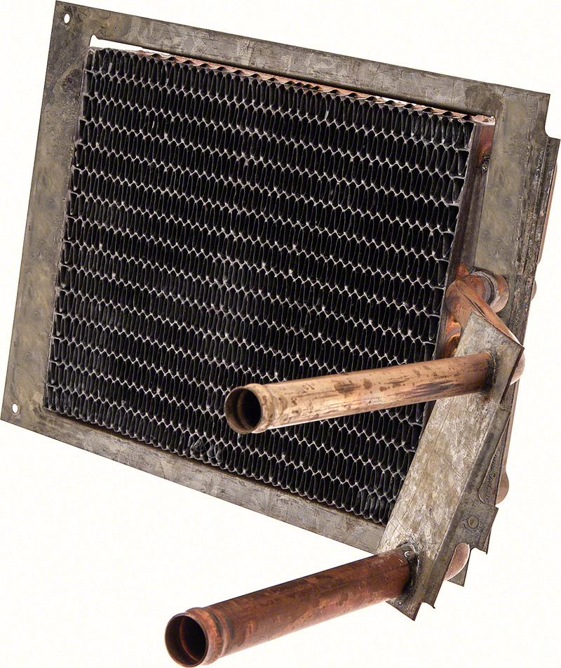 1972-78 Charger, Cordoba, Coronet,, Monoco, Road Runner, Satellite, Gran Fury, Heater Core Assembly w/o Air Conditioning Copper/Brass Measures 8" x 6-3/4" x 2"