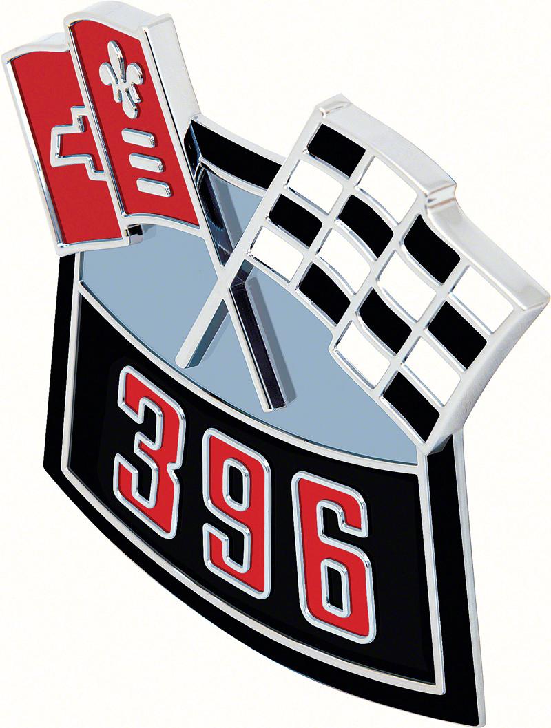 1965-69 Chevrolet 396 Crossed Flags Air Cleaner Emblem Die-Cast