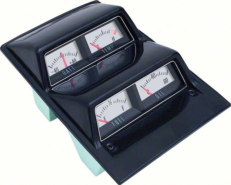 1968-69 Camaro Console Gauge Set with Amp Gauge Silver Face Gauges Pre-Assembled