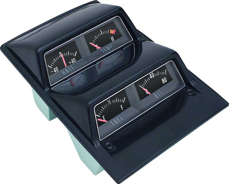 1968-74 Nova, Ventura, GTO Console Gauge Assembly Black Gauges  Pre-Assembled