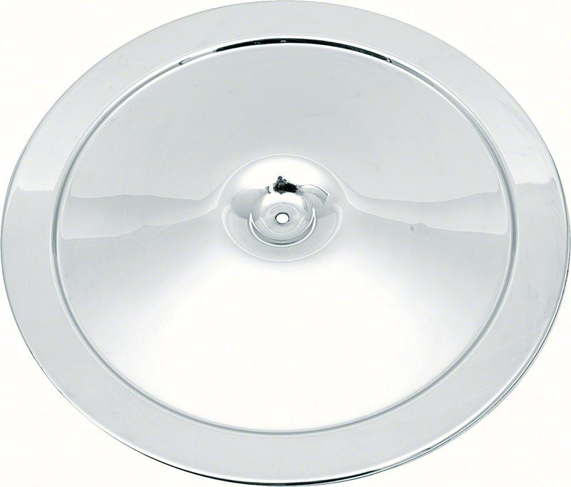 1966-69 Chevrolet Open Element Chrome Air Cleaner Lid 14" with Curved Imprint Verbiage GM Licensed
