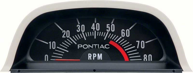 1969 Pontiac Firebird Hood Tachometer 5500 Red Line  V8 Point Ignition GM Licensed