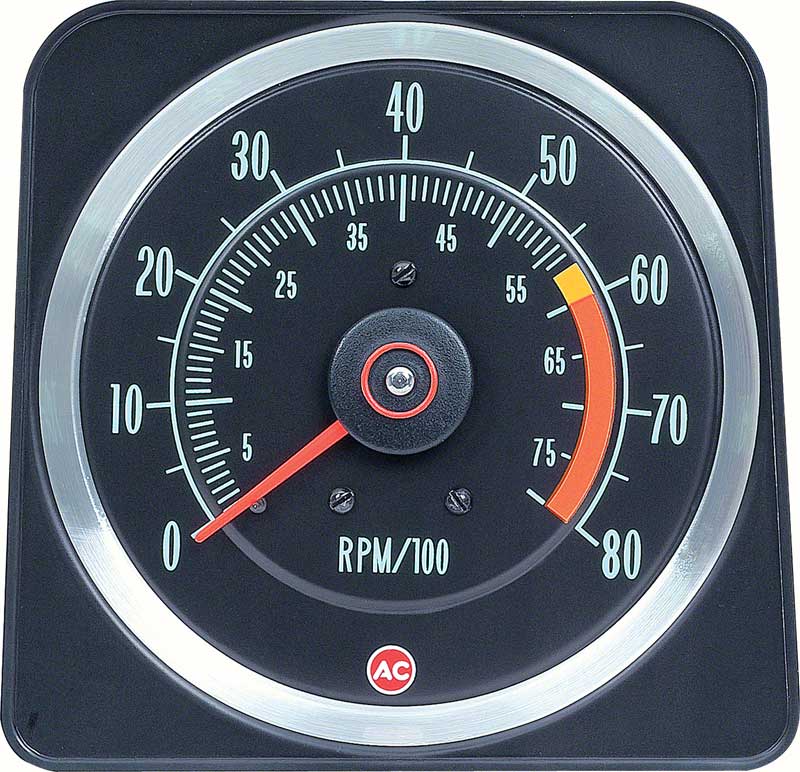 1969 Camaro Tachometer 6000 Red Line  302, 396/375hp w/8000 RPM Max  6" X 8" GM Licensed
