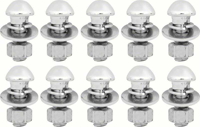 1938-72 Chevy, GMC Pickup, Blazer, Jimmy, Suburban Bumper Bolt Set Front or Rear 1/2"-13 x 1-1/2 10-Piece Bolt Set Chrome