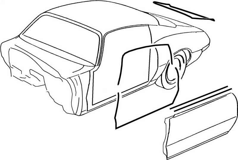 1968-69 Camaro / Firebird Coupe with Deluxe Interior Weatherstrip Kit with OEM Style Windowfelts