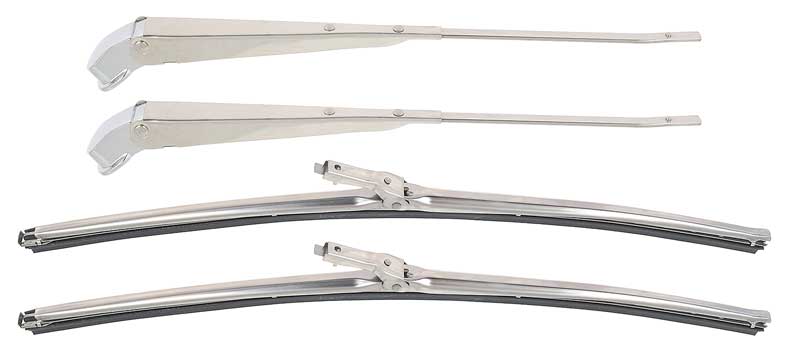 1967-69 Camaro / Firebird Convertible Windshield Wiper Arm and Blade Set Stainless Steel Arms