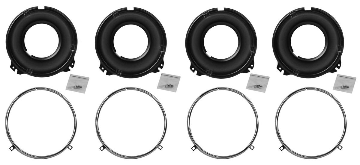 1958-66 Chevrolet Truck / Impala Headlamp Mounting Bucket Set 8 Pieces