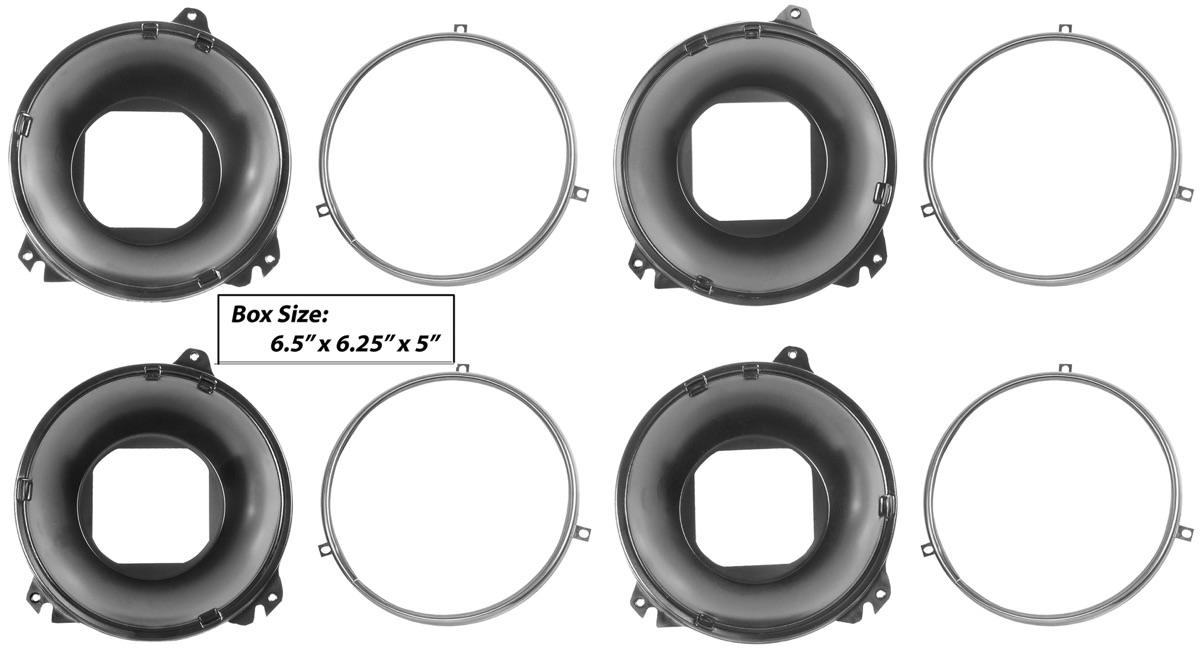 1967-72 GMC GMC Headlamp Bucket & Ring 8 Pieces