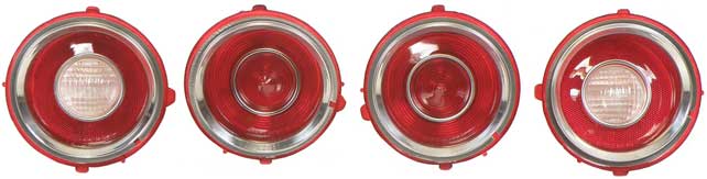 1971-73 Camaro RS Tail Lamp/Back Up Lens Kit with Chrome Trim Ring (2nd Design)