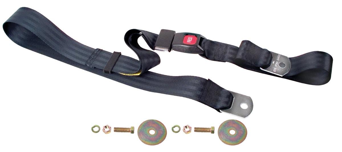 1966-77 Bronco / Camaro / Chevelle / Chevrolet Truck / El Camino / Firebird / Ford Truck / GTO / Impala / Monte Carlo / Mopar / Mustang / Nova Seat Belt Black