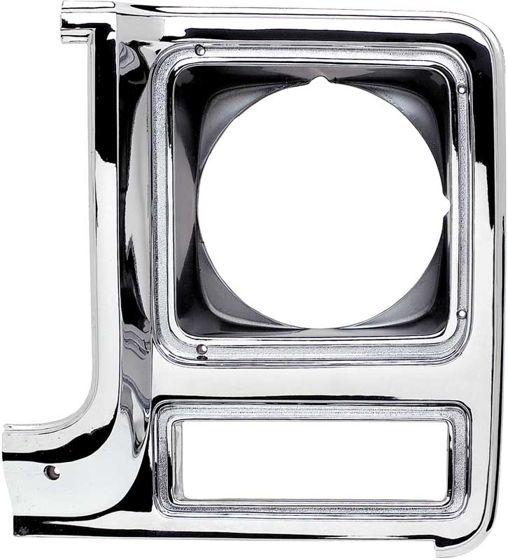 1979-80 Chevrolet GMC Pickup Blazer Jimmy Suburban Headlamp Bezel Chrome and Dark Argent Silver LH Vehicles with Round Headlamps