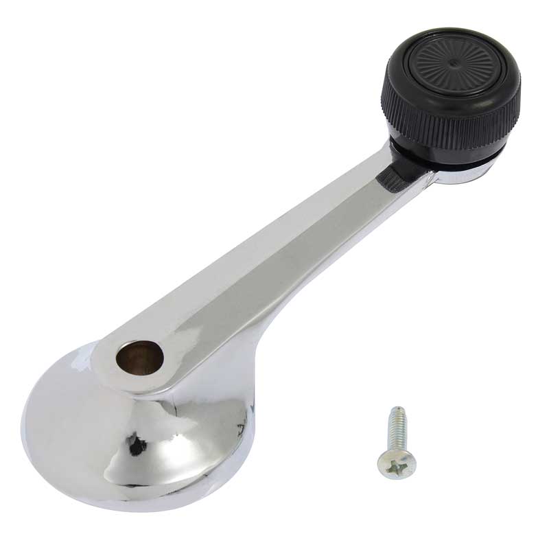 1974-1993 Mustang, Capri Door Window Handle Chrome with Black Knob