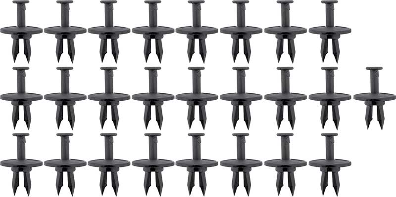 Retainer Clip Push-In Style 1" Diameter Head 3/4" Stem Length For 1/2" Hole Nylon Black25 Pcs