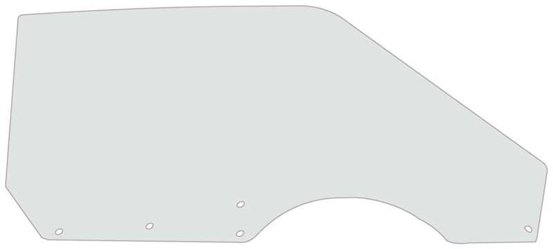 1971-73 Mustang Fastback Door Glass Clear Power, Manual Passenger Side