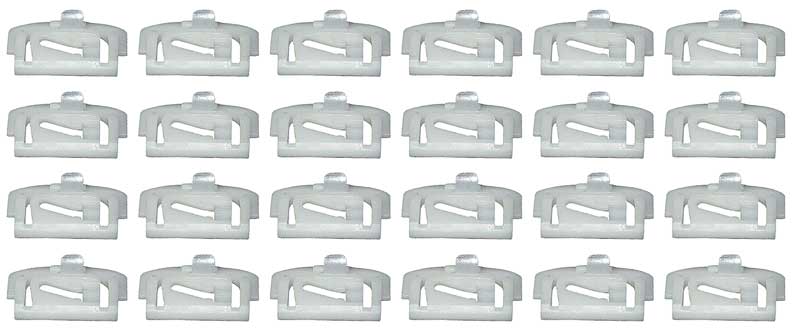 1975-81 GM, 1975-88 AMC Windshield/Back Glass Molding Clip Set 1-1/2" x 1/2" White Nylon 24 pcs