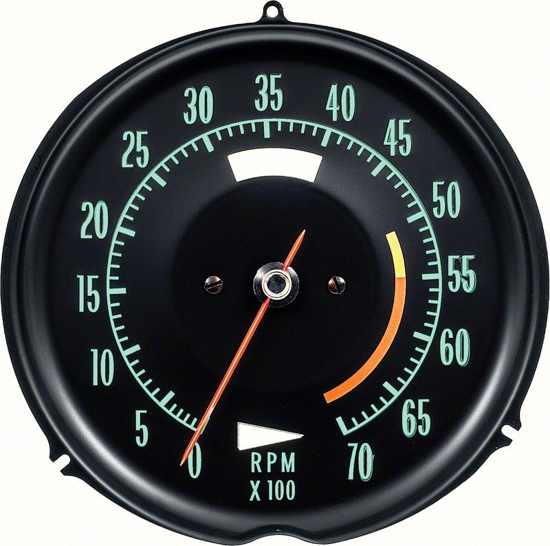1968-71 Chevrolet Corvette Tachometer 5500 Red Line Green Markings