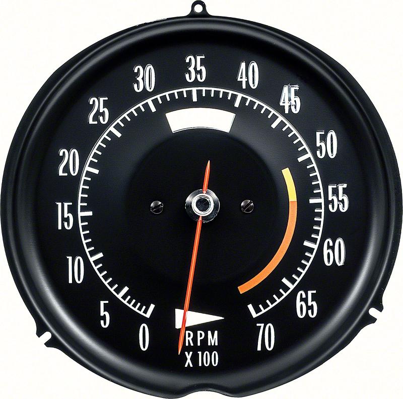 1972-74 Chevrolet Corvette Tachometer 5500 Red Line White Markings