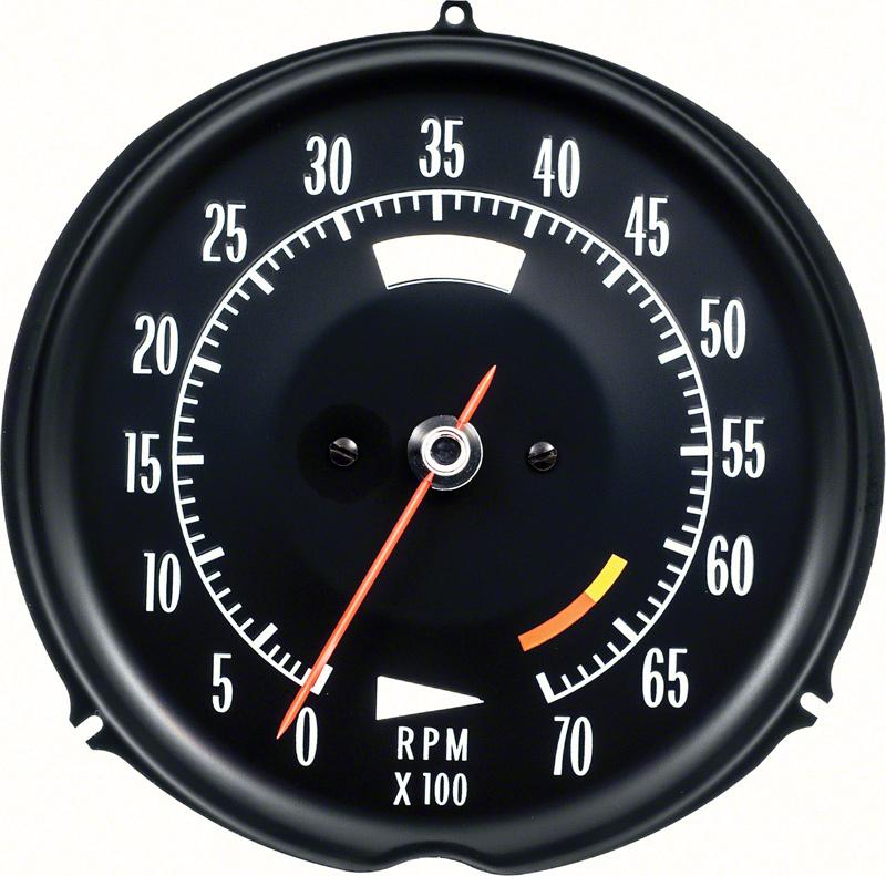 1972-74 Chevrolet Corvette Tachometer 6500 Red Line White Markings