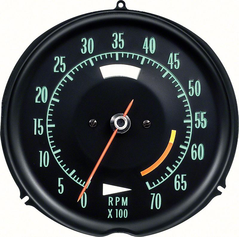 1968-71 Chevrolet Corvette Tachometer 6000 Red Line Green Markings