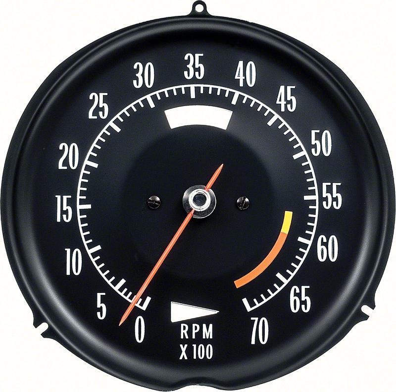 1972-74 Chevrolet Corvette Tachometer 6000 Red Line White Markings