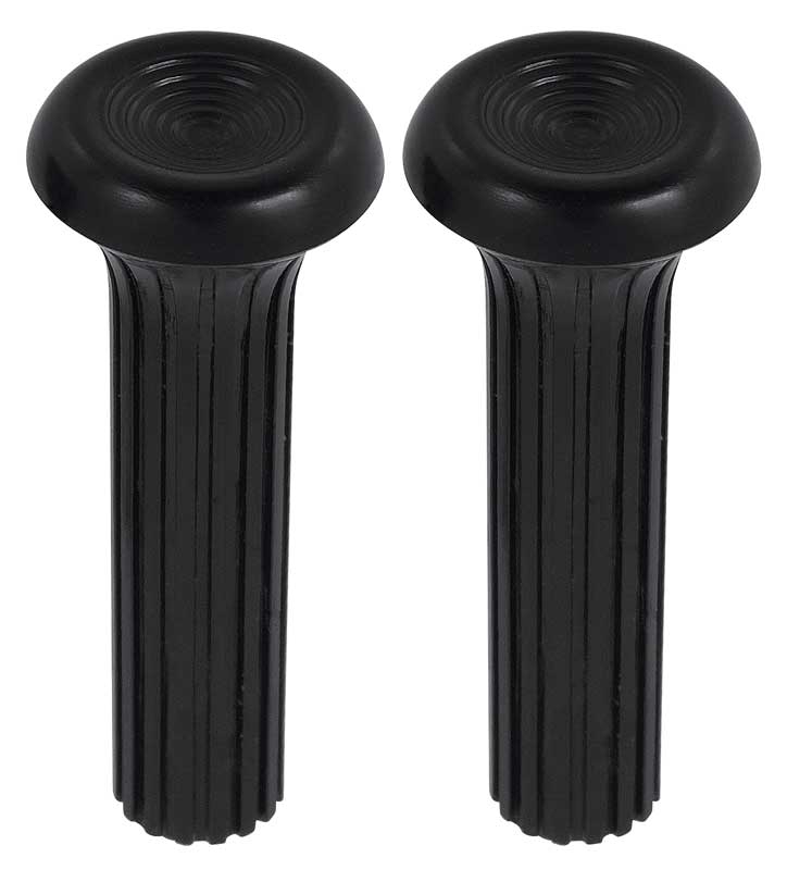 1968-70 GM Door Lock Knobs Plastic Ribbed Design Black Pair