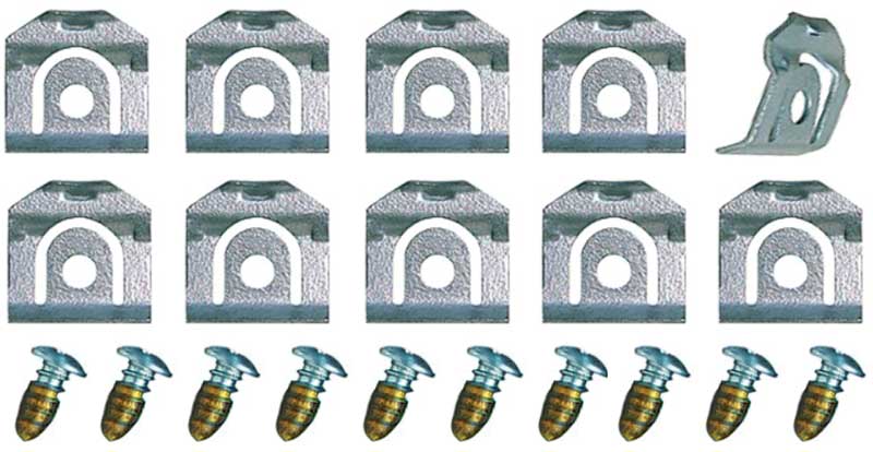 1965-1975 Buick, Chevrolet, Pontiac, Oldsmobile Front Windshield, Rear Window Glass Molding Clip Set with Sealing Screws 10 Clip Set