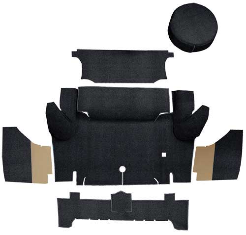 1964-66 Mustang Coupe Loop Trunk Carpet Set with Boards - Black