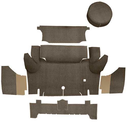1964-66 Mustang Coupe Loop Trunk Carpet Set with Boards - Parchment