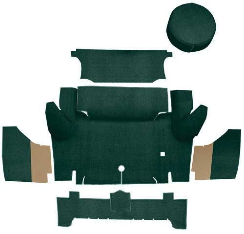 1964-66 Mustang Coupe Loop Trunk Carpet Set with Boards - Dark Green