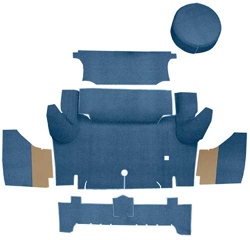 1964-66 Mustang Coupe Loop Trunk Carpet Set with Boards - Medium Blue