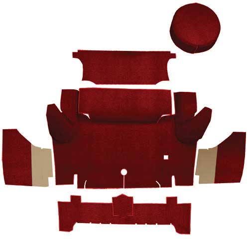 1964-66 Mustang Coupe Loop Trunk Carpet Set with Boards - Emberglow