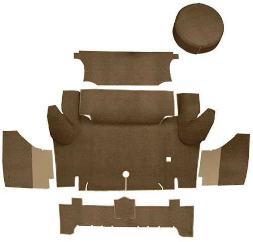 1964-66 Mustang Coupe Loop Trunk Carpet Set with Boards - Medium Saddle