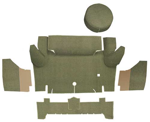 1964-66 Mustang Convertible Loop Trunk Carpet Set with Boards - Ivy Gold