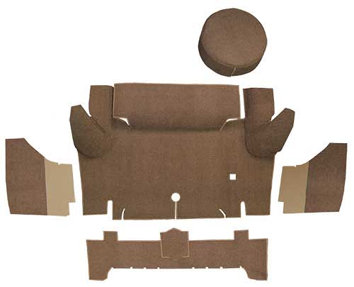 1964-66 Mustang Convertible Loop Trunk Carpet Set with Boards - Medium Saddle