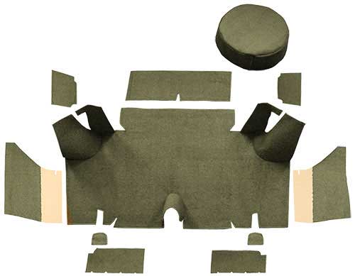1965-66 Mustang Fastback Loop Trunk Carpet Set with Boards - Ivy Gold