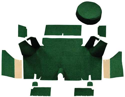 1965-66 Mustang Fastback Loop Trunk Carpet Set with Boards - Dark Green