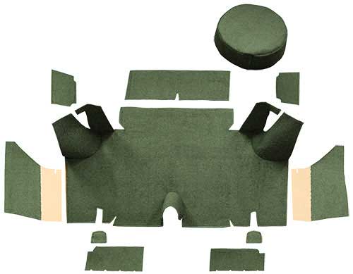 1965-66 Mustang Fastback Loop Trunk Carpet Set with Boards - Moss Green