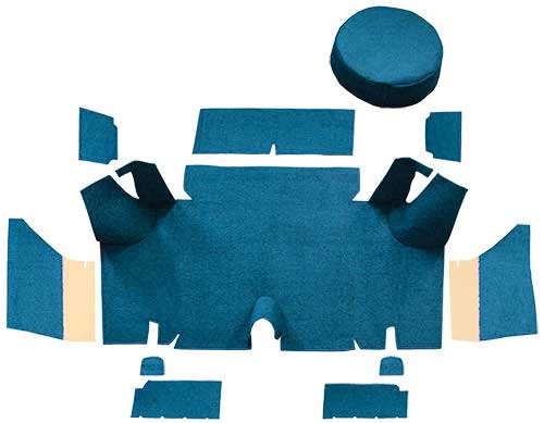 1965-66 Mustang Fastback Loop Trunk Carpet Set with Boards - Ford Blue