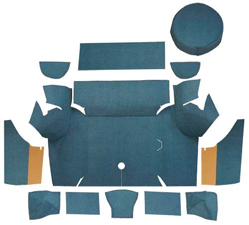 1967-68 Mustang Coupe Loop Trunk Carpet Set with Boards - Aqua