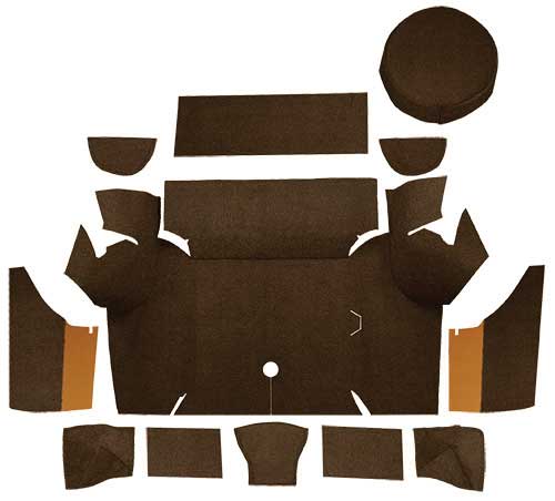1967-68 Mustang Coupe Loop Trunk Carpet Set with Boards - Dark Saddle