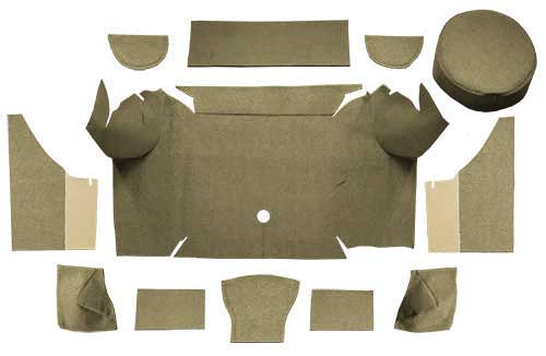 1967-68 Mustang Convertible Loop Trunk Carpet Set with Boards - Ivy Gold