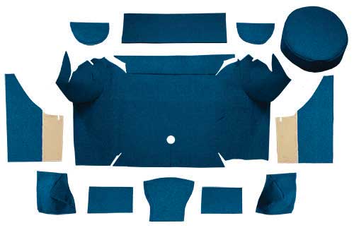 1967-68 Mustang Convertible Loop Trunk Carpet Set with Boards - Dark Blue