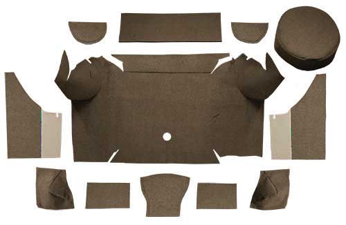 1967-68 Mustang Convertible Loop Trunk Carpet Set with Boards - Dark Saddle