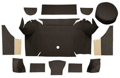 1967-68 Mustang Convertible Loop Trunk Carpet Set with Boards - Dark Brown