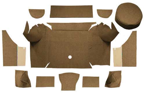 1967-68 Mustang Convertible Loop Trunk Carpet Set with Boards - Medium Saddle