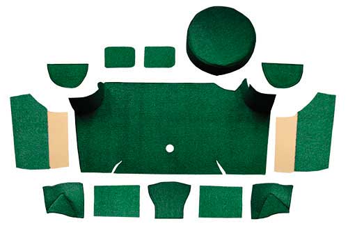 1967-68 Mustang Fastback Loop Trunk Carpet Set with Boards - Dark Green