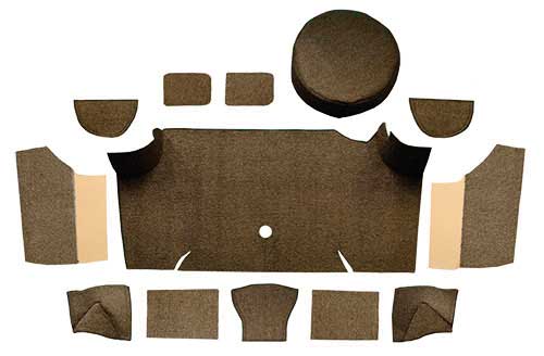 1967-68 Mustang Fastback Loop Trunk Carpet Set with Boards - Dark Brown