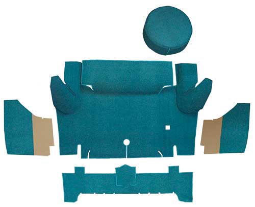 1964-66 Mustang Convertible Nylon Loop Trunk Carpet Set with Boards - Aqua